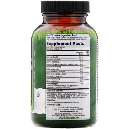 Irwin Naturals, Ginger & Papaya Digestive-Aid, 60 Liquid Soft-Gels:جذر الزنجبيل, المعالجة المثلية