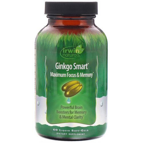 Irwin Naturals, Ginkgo Smart, Maximum Focus & Memory, 60 Liquid Soft-Gels فوائد