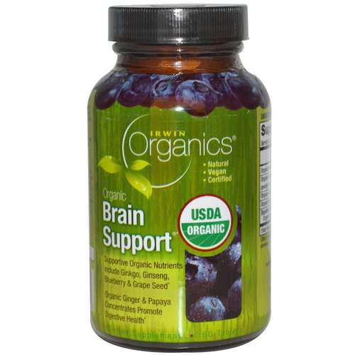 Irwin Naturals, Organics, Brain Support, 60 Tablets فوائد