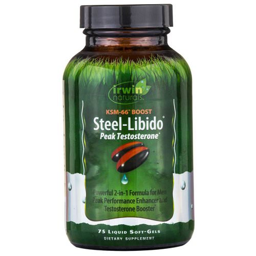 Irwin Naturals, Steel-Libido, Peak Testosterone, 75 Liquid Soft-Gels فوائد