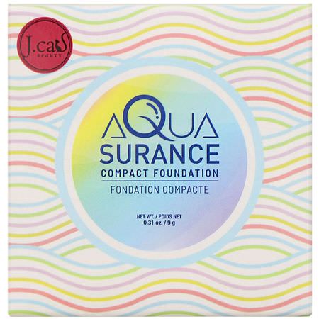 J.Cat Beauty, Aquasurance Compact Foundation, ACF100 Porcelain, 0.31 oz (9 g):Foundation, وجه