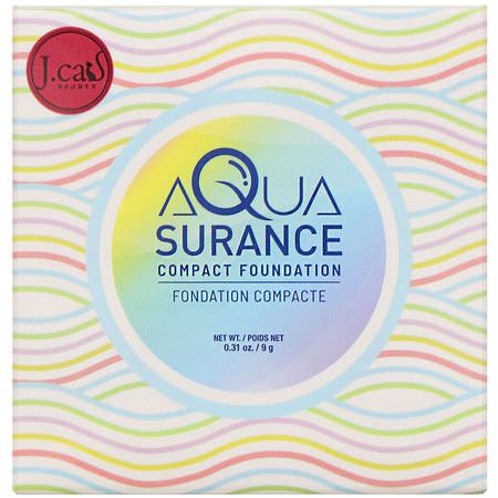 J.Cat Beauty, Aquasurance Compact Foundation, ACF104 Soft Tan, 0.31 oz (9 g):Foundation, وجه