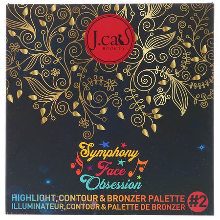 J.Cat Beauty, Symphony Face Obsession, Highlight, Contour & Bronzer Palette, SFO102 #2 Medium/Dark, 0.97 oz (27.5 g):تمييز, بر,نزي