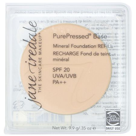 Jane Iredale, PurePressed Base, Mineral Foundation Refill, SPF 20 PA++, Amber, 0.35 oz (9.9 g):Foundation, وجه