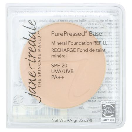 Jane Iredale, PurePressed Base, Mineral Foundation Refill, SPF 20 PA++, Natural, 0.35 oz (9.9 g):Foundation, وجه