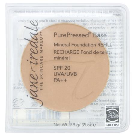 Jane Iredale, PurePressed Base, Mineral Foundation Refill, SPF 20 PA++, Riviera, 0.35 oz (9.9 g):Foundation, وجه
