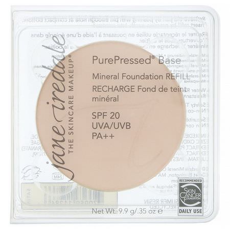 Jane Iredale, PurePressed Base, Mineral Foundation Refill, SPF 20 PA++, Satin, 0.35 oz (9.9 g):Foundation, وجه