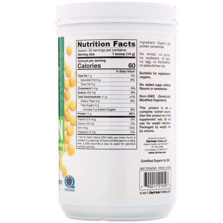 Jarrow Formulas, Certified Organic Pea Protein, 16 oz (454 g):بر,تين البازلاء, البر,تين النباتي