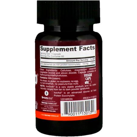 Jarrow Formulas, IronSorb, 18 mg, 60 Veggie Caps:الحديد ,المعادن
