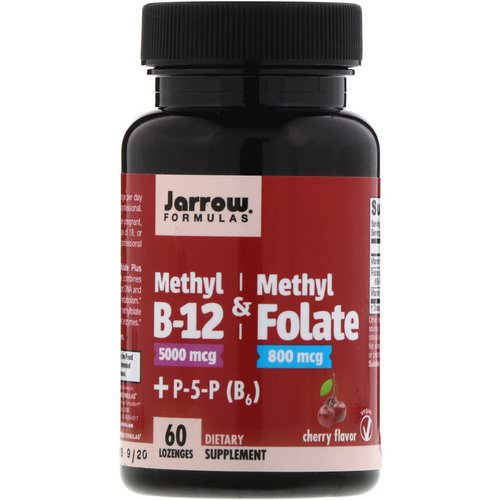 Jarrow Formulas, Methyl B-12 & Methyl Folate, Cherry Flavor, 5000 mcg / 800 mcg, 60 Lozenges فوائد
