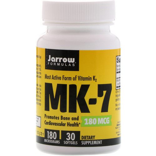 Jarrow Formulas, MK-7, Most Active Form of Vitamin K2, 180 mcg, 30 Softgels فوائد