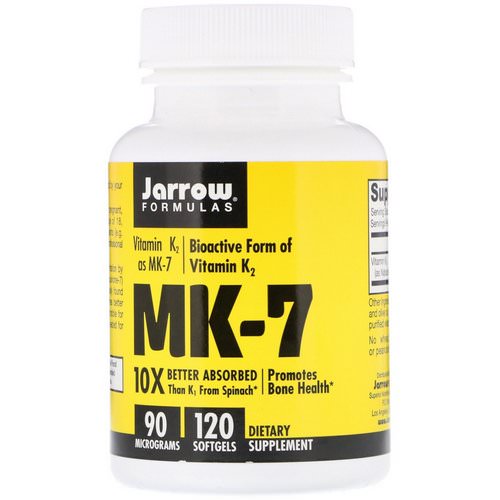 Jarrow Formulas, MK-7, Vitamin K2 as MK-7, 90 mcg, 120 Softgels فوائد