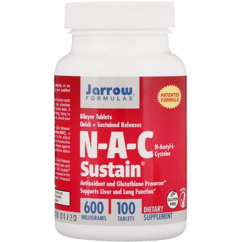 Jarrow Formulas, N-A-C Sustain, N-Acetyl-L-Cysteine, 600 mg, 100 Tablets فوائد