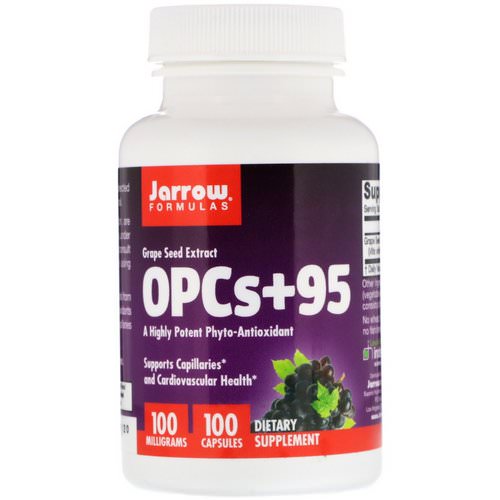 Jarrow Formulas, OPCs + 95, Grape Seed Extract, 100 mg, 100 Capsules فوائد