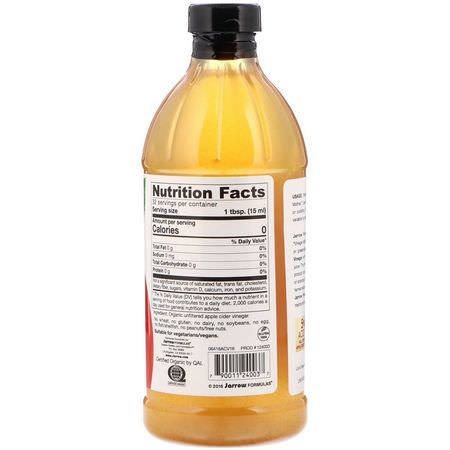 Jarrow Formulas, Organic Apple Cider Vinegar, 16 fl oz (473 ml):خل التفاح -