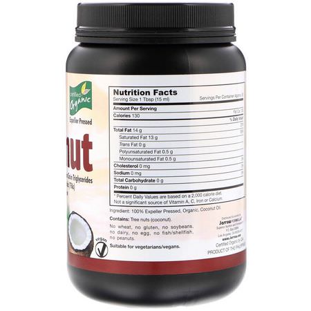 Jarrow Formulas, Organic Coconut Oil, Expeller Pressed, 32 fl oz (946 ml):زيت ج,ز الهند, مكملات ج,ز الهند