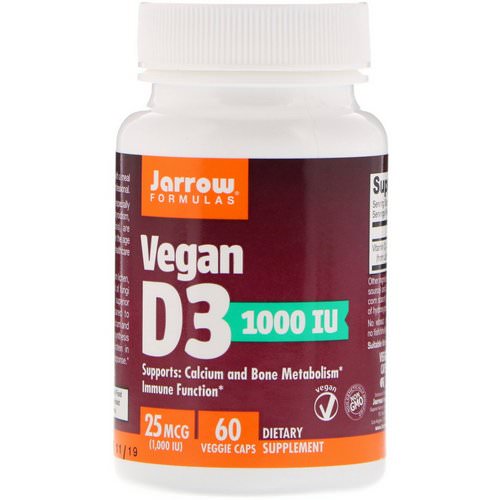 Jarrow Formulas, Vegan D3, 25 mcg (1000 IU), 60 Veggie Caps فوائد