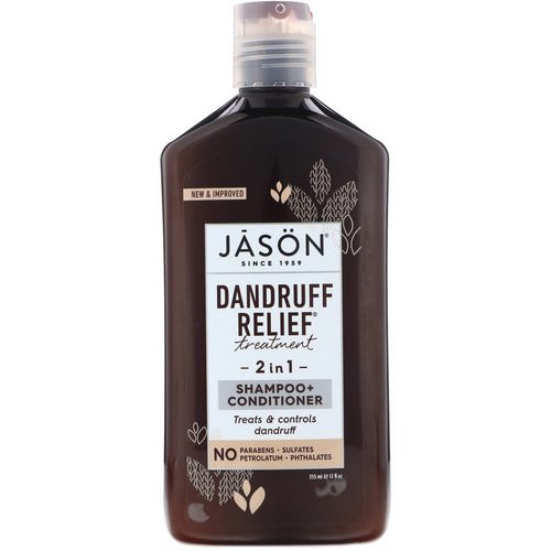 Jason Natural, Dandruff Relief Treatment, 2 in 1, Shampoo + Conditioner, 12 fl oz (355 ml) فوائد