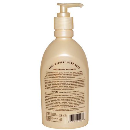 Jason Natural, Hand Soap, Invigorating Rosewater, 16 fl oz (473 ml):صاب,ن اليد, الدش