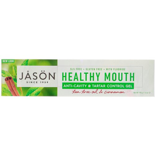 Jason Natural, Healthy Mouth, Anti-Cavity & Tartar Control Gel, Tea Tree Oil & Cinnamon, 6 oz (170 g) فوائد