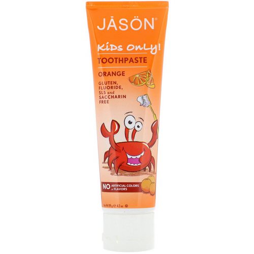 Jason Natural, Kids Only! Toothpaste, Orange, 4.2 oz (119 g) فوائد
