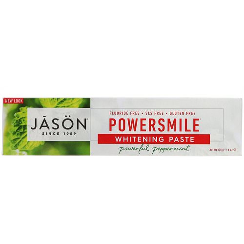 Jason Natural, PowerSmile Whitening Paste, Powerful Peppermint, 6 oz (170 g) فوائد