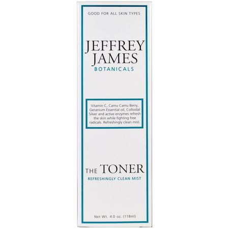 Jeffrey James Botanicals, The Toner, Refreshingly Clean Mist, 4.0 oz (118 ml):فيتامين C, أحبار