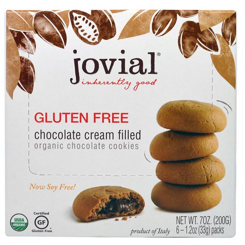 Jovial, Organic Chocolate Cookies, Chocolate Cream Filled, Gluten Free, 6 - 1.2 oz (33 g) Packs فوائد