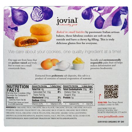 Jovial, Organic Cookies, Fig Fruit Filled, 6 Packs, 1.2 oz (33 g) Each:ملفات تعريف الارتباط ,ال,جبات الخفيفة