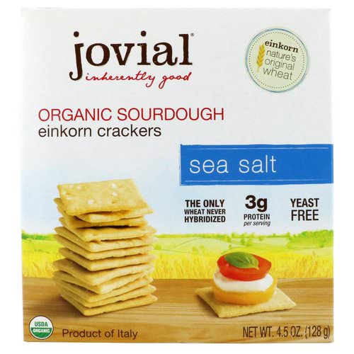 Jovial, Organic Sourdough Einkorn Crackers, Sea Salt, 4.5 oz (128 g) فوائد
