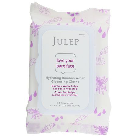 Julep, Love Your Bare Face, Hydrating Bamboo Water Cleansing Cloths, 30 Towelettes:مناديل, مزيل المكياج