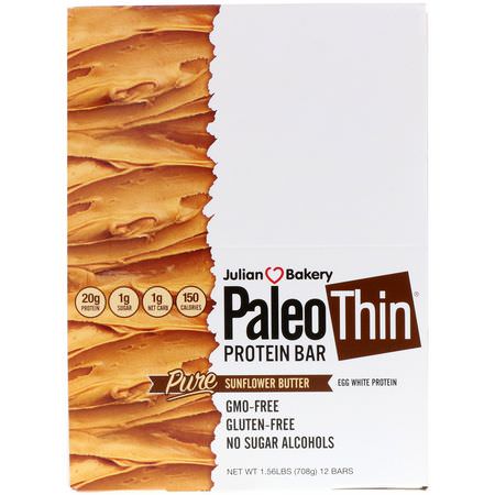 Julian Bakery, Paleo Protein Bar, Pure Sunflower Butter, 12 Bars, 2.05 oz (58.3 g) Each: