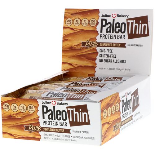 Julian Bakery, Paleo Protein Bar, Pure Sunflower Butter, 12 Bars, 2.05 oz (58.3 g) Each فوائد