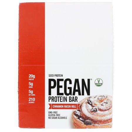 Julian Bakery, Pegan Protein Bar, Seed Protein, Cinnamon Raisin Roll, 12 Bars, 2.16 oz (61.5 g) Each: