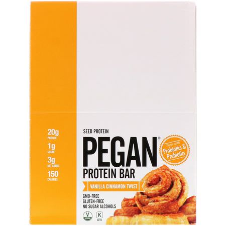 Julian Bakery, Pegan Thin Protein Bar, Vanilla Cinnamon Twist, 12 Bars, 2.29 oz (65 g) Each:أشرطة البر,تين النباتي, أشرطة البر,تين