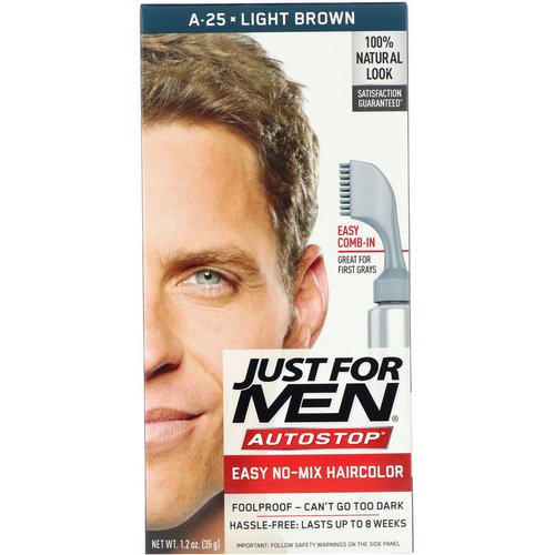 Just for Men, Autostop Men's Hair Color, Light Brown A-25, 1.2 oz (35 g) فوائد