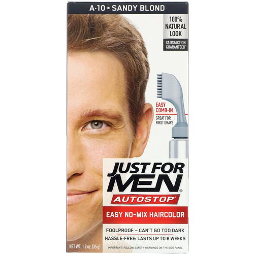 Just for Men, Autostop Men's Hair Color, Sandy Blond A-10, 1.2 oz (35 g) فوائد