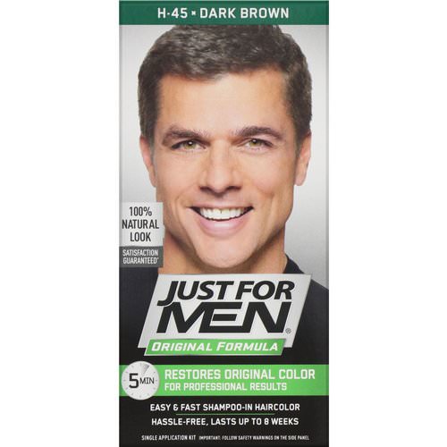 Just for Men, Original Formula Men's Hair Color, Dark Brown H-45, Single Application Kit فوائد