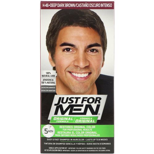 Just for Men, Original Formula Men's Hair Color, Deep Dark Brown H-46, Single Application Kit فوائد