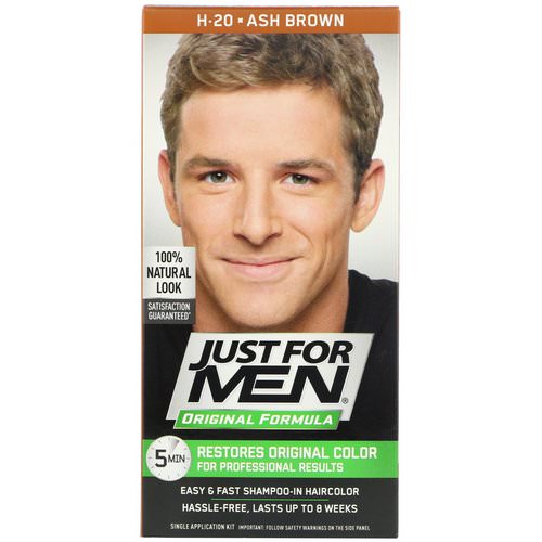 Just for Men, Original Formula Men's Hair Color, H-20 Ash Brown, Single Application Kit فوائد