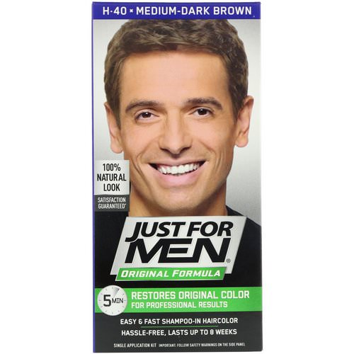 Just for Men, Original Formula Men's Hair Color, Medium-Dark Brown H-40, Single Application Kit فوائد