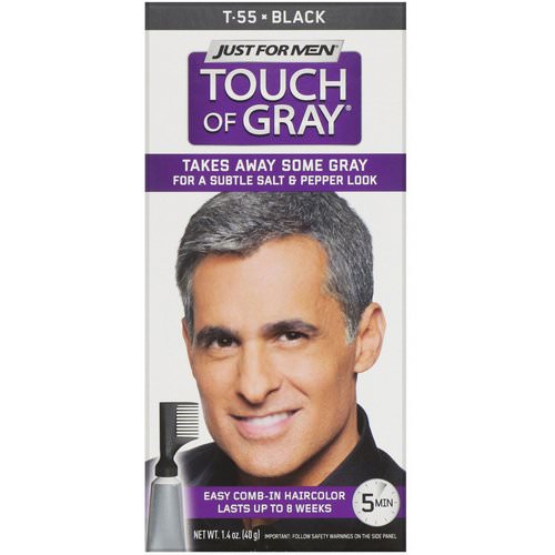 Just for Men, Touch of Gray, Comb-In Hair Color, Black T-55, 1.4 oz (40 g) فوائد