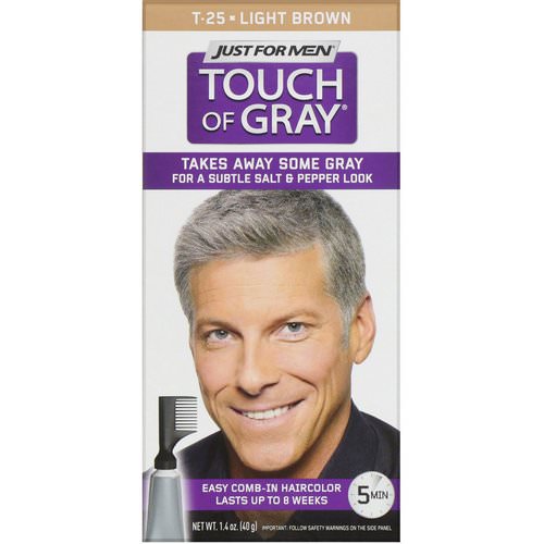 Just for Men, Touch of Gray, Comb-In Hair Color, Light Brown T-25, 1.4 oz (40 g) فوائد