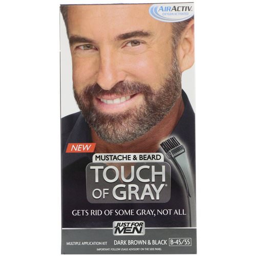 Just for Men, Touch of Gray, Mustache & Beard, Dark Brown & Black B-45/55, 1 Multiple Application Kit فوائد