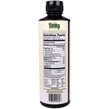 Just Hemp Foods, Hemp Seed Oil, Cold Pressed, 16.9 fl oz (500 ml):زيت القنب ,الخل