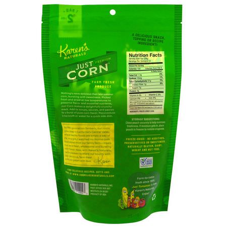 Karen's Naturals, Premium Freeze-Dried Veggies, Just Corn, 8 oz (224 g):,جبات الخضر,ات الخفيفة,جبات الذرة الخفيفة