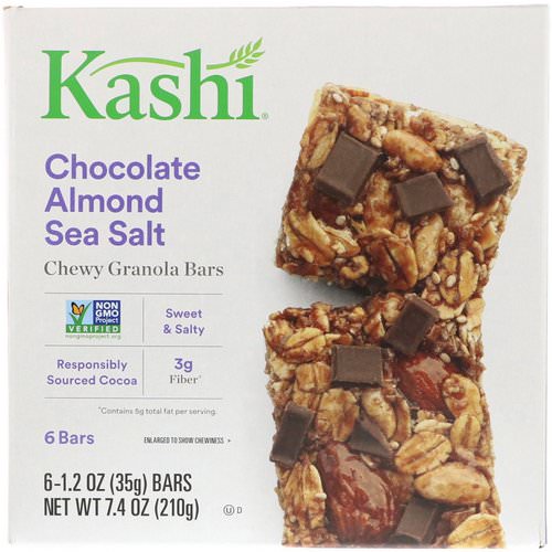 Kashi, Chewy Granola Bars, Chocolate Almond Sea Salt, 6 Bars, 1.2 oz (35 g) Each فوائد