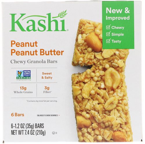 Kashi, Chewy Granola Bars, Peanut Peanut Butter, 6 Bars, 1.2 oz (35 g) Each فوائد