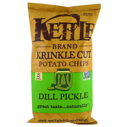 Kettle Foods, Krinkle Cut Potato Chips, Dill Pickle, 5 oz (142 g) فوائد