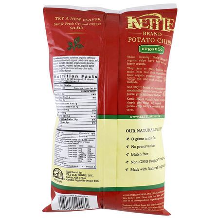 Kettle Foods, Organic Potato Chips, Country Style Barbeque, 5 oz (142 g):رقائق,جبات خفيفة